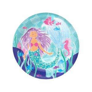 Mermaid birthday party paper plates 9 inch 10 pieces, Auckland NZ