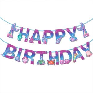 Mermaid party Happy Birthday banner BWB-062 15 cards 3m ribbon, Auckland NZ