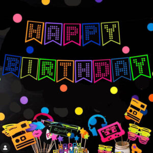 Neon Happy Birthday Banner