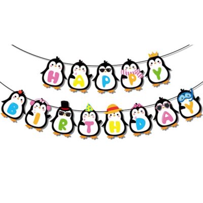 Penguin theme party Happy Birthday banner, Auckland NZ