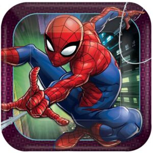 Spider-Man Webbed Wonder square paper plates 23cm, Auckland NZ