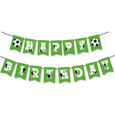 Soccer party birthday banner Soccer party theme Happy Birthday banner, Auckland NZ