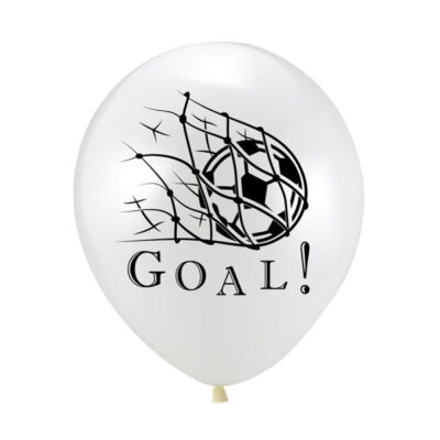 White Goal soccer party balloon 12 inch helium quality, Auckland NZ