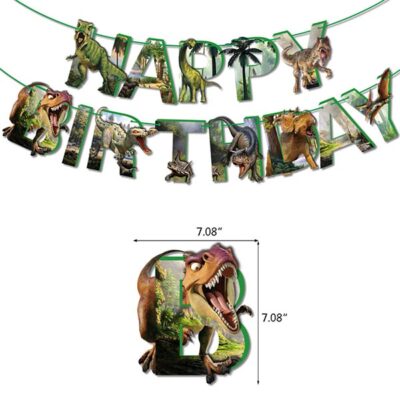 dinosaur party happy birthday banners