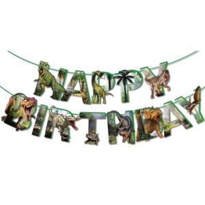 Dinosaur party Happy Birthday banner 13 cards 3m white ribbon, Auckland NZ