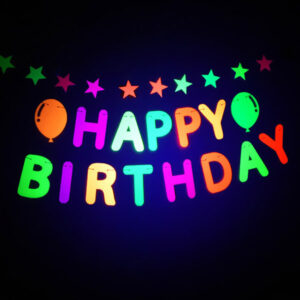 neon happy birthday banner