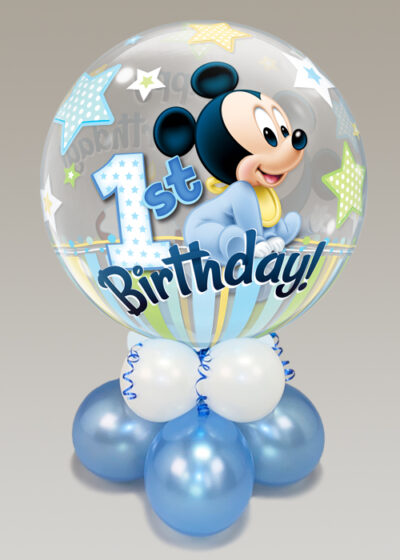 Mickey Mouse 1st birthday bubble balloo