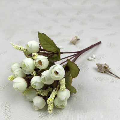 Tiny rose bud on stems-white