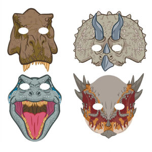 Jurassic into the Wild paper masks 8 pieces, party favour Auckland NZ