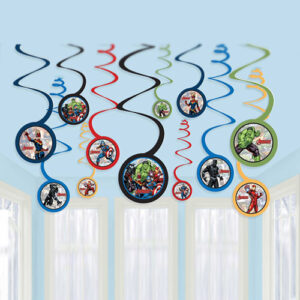 Marvel Avengers Powers Unite spiral swirl decorations 12 pieces 60cm, Auckland NZ