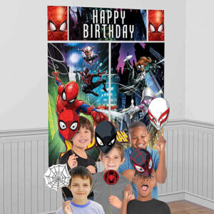 Spider-Man Webbed Wonder scene setter with photo props, Auckland NZ