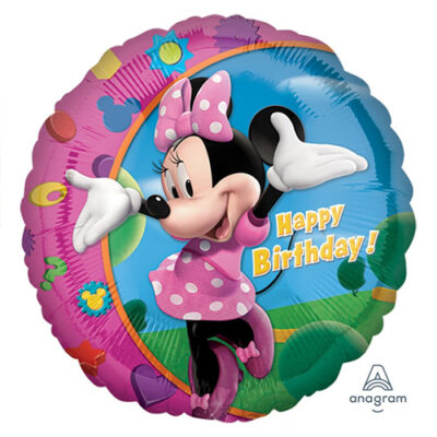 Minnie Mouse Happy Birthday foil balloon 45cm helium quality, Auckland NZ