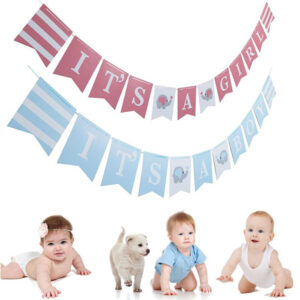 It's a Girl Boy elephant style baby shower banner flags, Auckland NZ