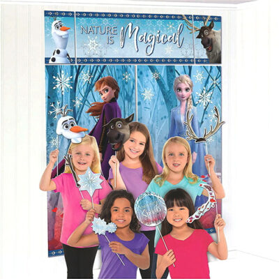 Frozen 2 scene setter with assorted photo props, party decoration Auckland NZ