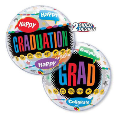 Happy Graduation Congrats bubble balloon 56cm Qualatex, Auckland NZ