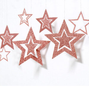 Rose gold hollow star paper garland backdrop 7 pieces, party decoration Auckland NZ