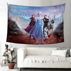 Frozen Happy Birthday wall backdrop banner premium fabric, Auckland NZ