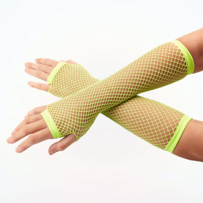 Long Fingerless Neon Yellow Gloves