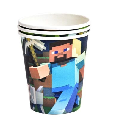Minecraft birthday party paper cups 266ml 10 pieces, Auckland NZ
