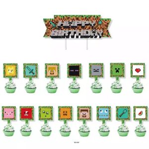 Minecraft theme party cake toppers 15 pieces, Auckland NZ