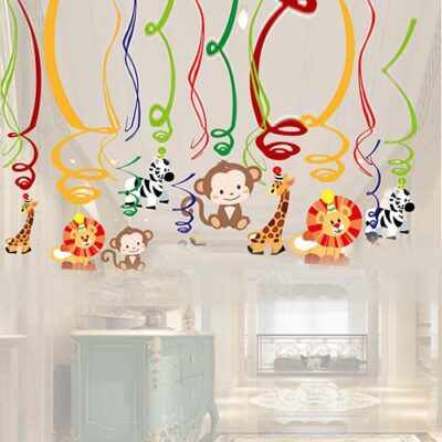 Safari Party Planet Hanging Swirl Decorations Safari jungle party hanging swirl decorations 30 pieces, Auckland NZ