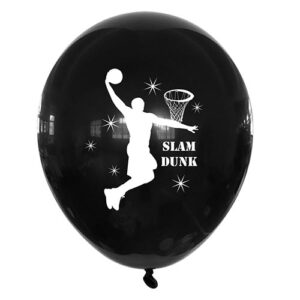 Basketball party black balloon white slam dunk 12 inch helium quality, Auckland NZ