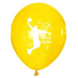 Basketball party yellow balloon white slam dunk 12 inch helium quality, Auckland NZ