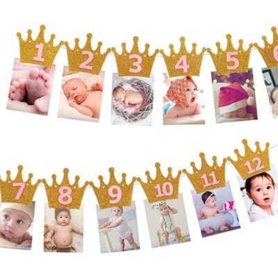 crown 12 Month Bee Photo Banner gold