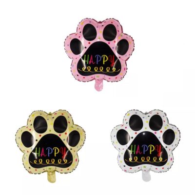 Animal paw pet party foil balloon 45x49cm pink white yellow, Auckland NZ