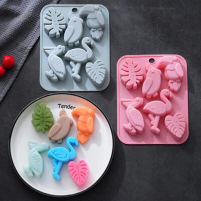 Six birds silicone baking candy mould 18.2x14.1cm pink, Auckland NZ