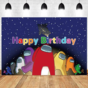 Among Us Happy Birthday Wall Backdrop