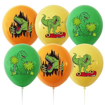 Dinosaur Happy Birthday balloon package 6 pieces 12 inch helium quality, Auckland NZ