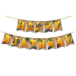 Dinosaur party Happy Birthday banner 13 cards 3m white ribbon, Auckland NZ