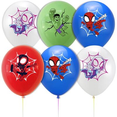 Spiderman Happy Birthday balloon package 6 pieces 12 inch, Auckland NZ