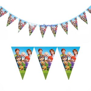 Cocomelon birthday party hanging flag banners 3m 10 flags, Auckland NZ