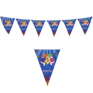 Baby Shark party blue hanging flag banner 3m 10 flags, Auckland NZ