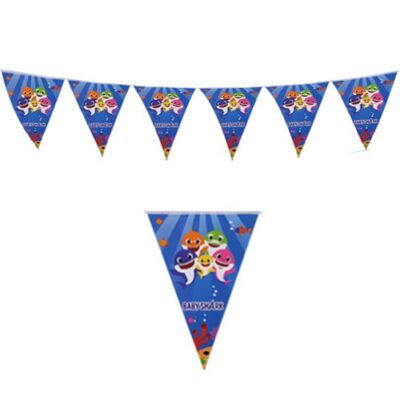 Baby Shark party blue hanging flag banner 3m 10 flags, Auckland NZ