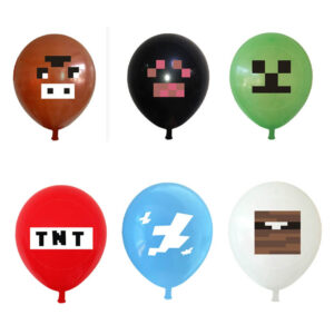 Minecraft theme Happy Birthday balloons 6 pieces 12 inch helium quality, Auckland NZ