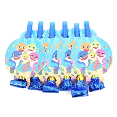 Baby Shark party blue blowouts 6 pieces cardstock paper, Auckland NZ