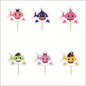 Baby Shark cupcake toppers 24 pieces 6 designs, Auckland NZ