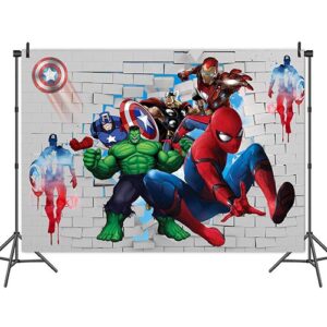 Superhero theme Happy Birthday wall background 150x100cm, Auckland NZ