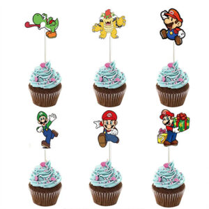 Super Mario cupcake toppers 24 pack — 6 character designs for birthday cakes, Auckland NZ