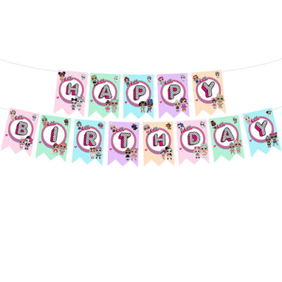 LOL Surprise Happy Birthday banner cardstock ribbon, Auckland NZ