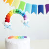 Rainbow arch cottonball birthday cake topper 20x14cm, Auckland NZ