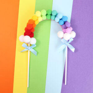 Rainbow Arch Cottonball cake topper