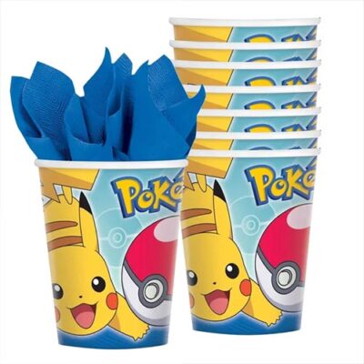 Pokemon Core 266ml Cups Pokemon Core 266ml Paper Cups 8 Pack Pokemon Party Supplies Auckland NZ