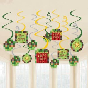 Minecraft party spiral swirls hanging decorations, Auckland NZ
