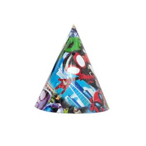 Spiderman theme birthday party hats 20cm wide 14cm 6 pieces, Auckland NZ