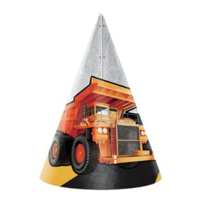 Construction party birthday hats 16x11cm 8 pieces, Auckland NZ