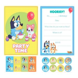 Bluey postcard invitations 8 pieces, party supplies Auckland NZ